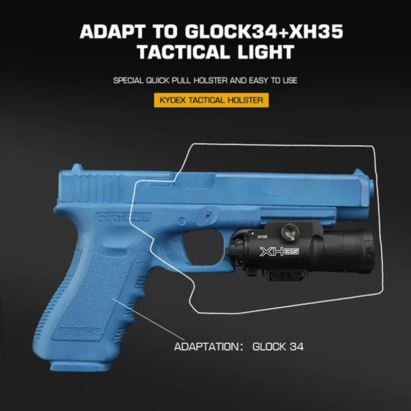 Funda ligera Kydex para pistola táctica GL 34 XH35, funda para linterna, cinturón, funda para cintura, accesorios de caza - imagen 2