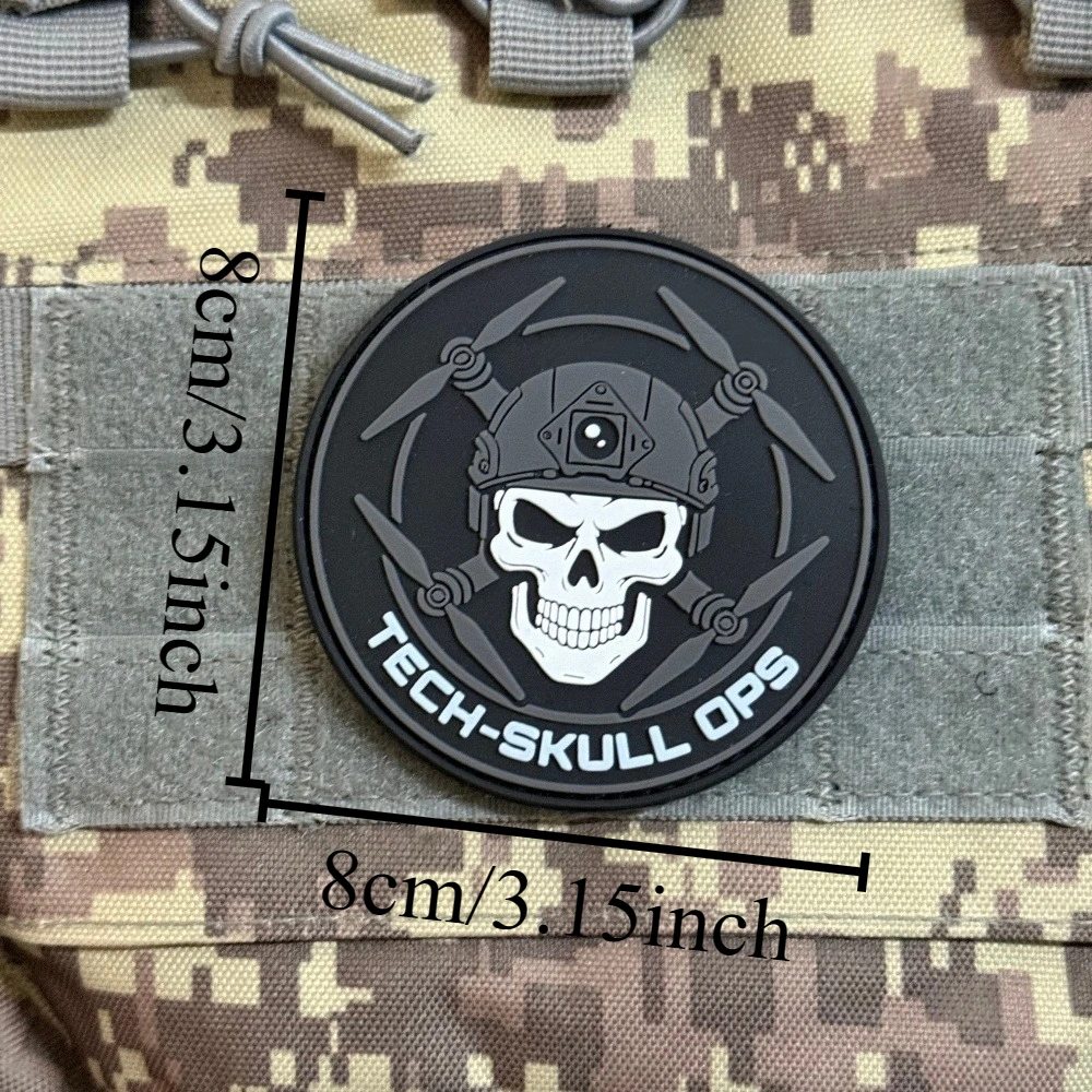 Tech Skull Ops parche táctico 3D PVC adhesivo con gancho