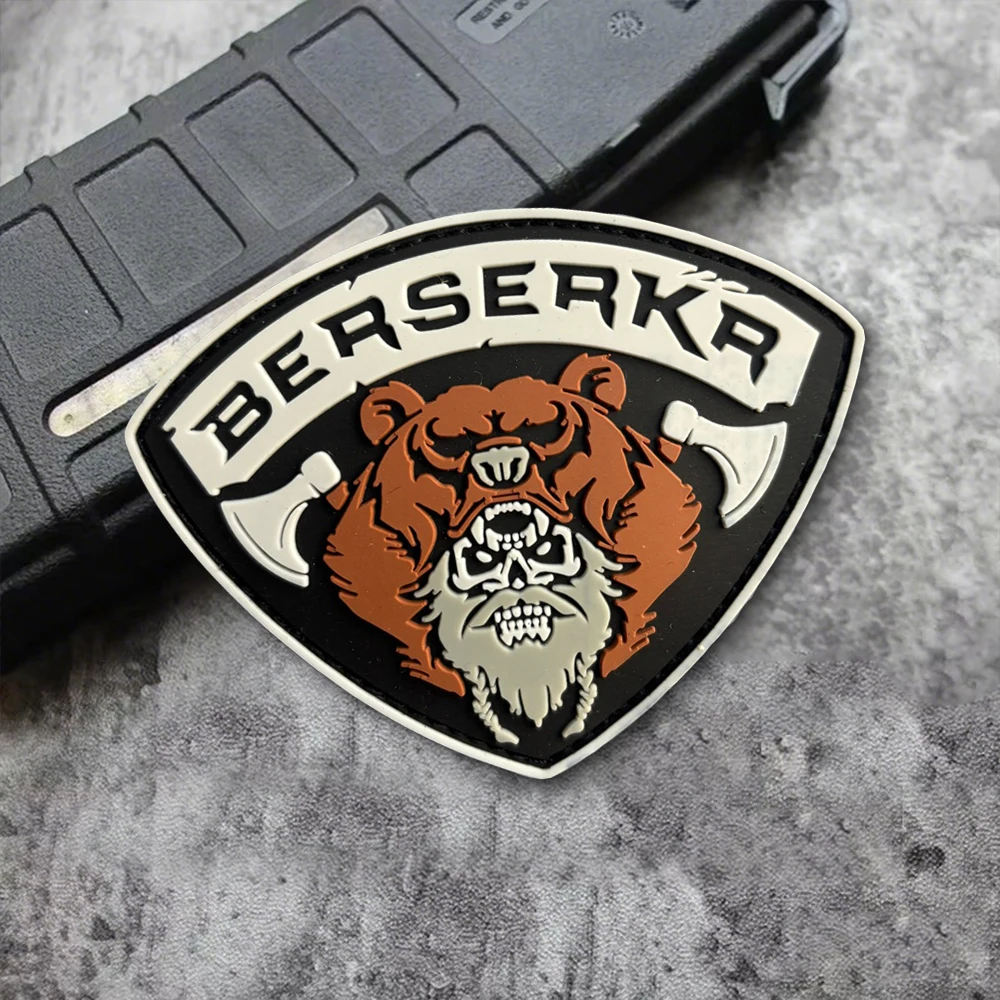 Parche Berserker, insignia de moral táctica, oso Axeman, gancho y bucle de PVC, mochila militar, accesorios decorativos de tela, pegatina para brazalete - imagen 4