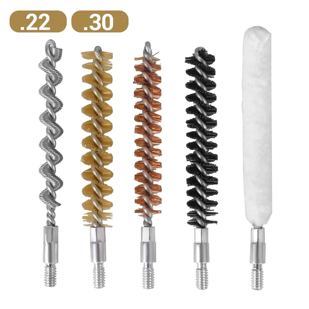 5 uds cepillos de limpieza de pistola cerdas de fósforo cepillo de limpieza de orificio de bronce para pistola escopeta.22.30 Kits de cepillos de limpieza de pistola