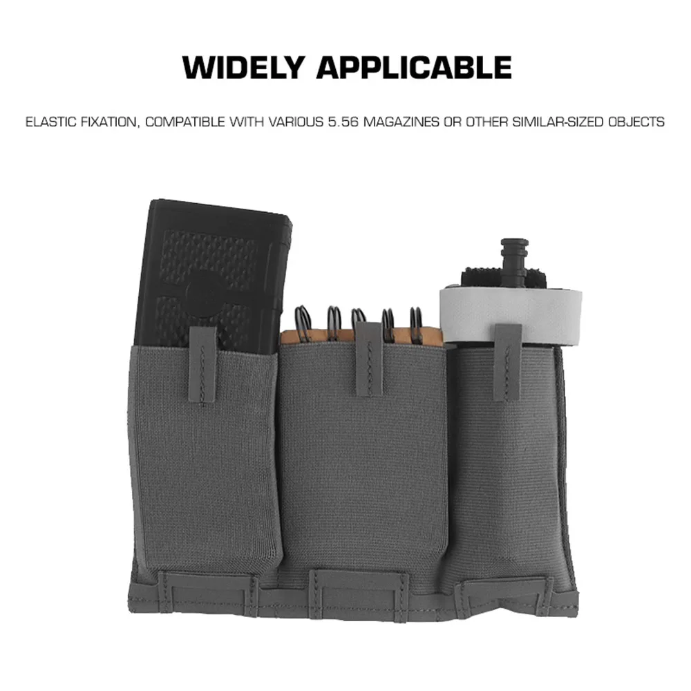 Panel de bolsa táctica elástica Triple Mag, montaje MOLLE multiusos, chaleco de caza, portador de placa, bolsa para revistas, accesorios para ampliar - imagen 3