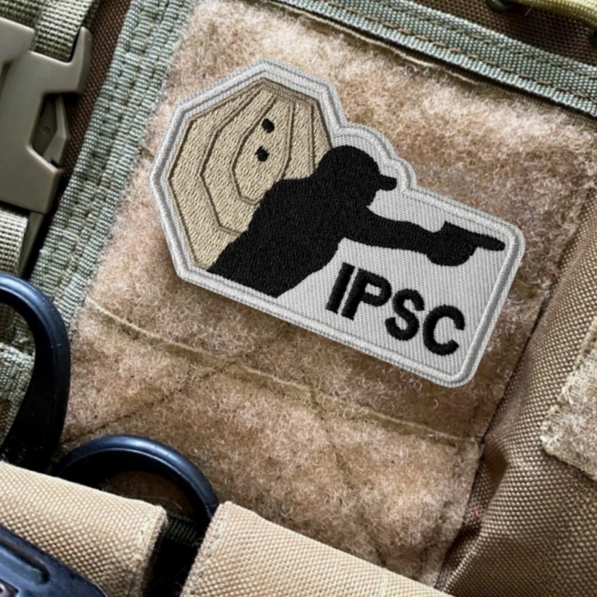 Parche del ejército IPSC, insignia de moral táctica, parches de bucle de gancho bordados para ropa, pegatina de equipo militar