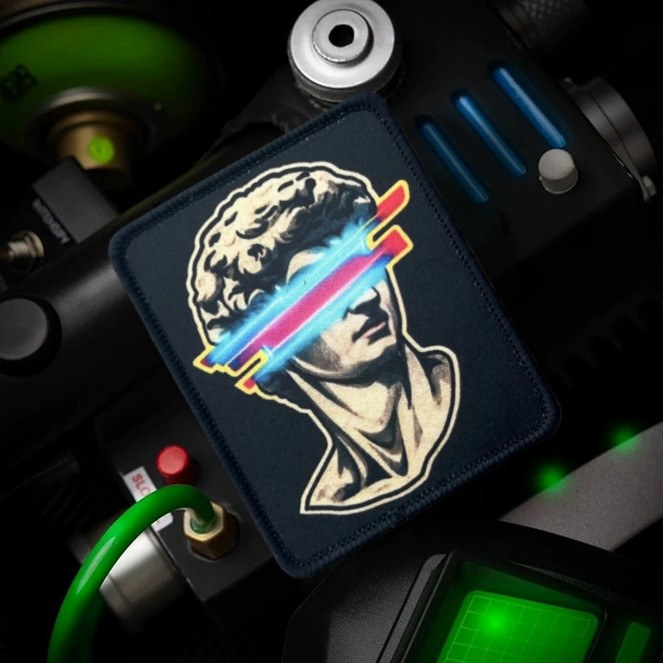 Estatua modificada de David, insignia de moral divertida, parches impresos para ropa, brazalete militar táctico, gancho y bucle, pegatina para mochila