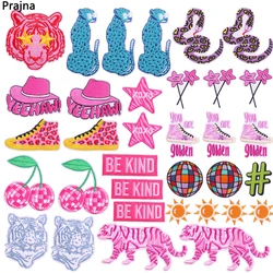 Parches termoadhesivos bordados leopardo y serpiente rosa para ropa