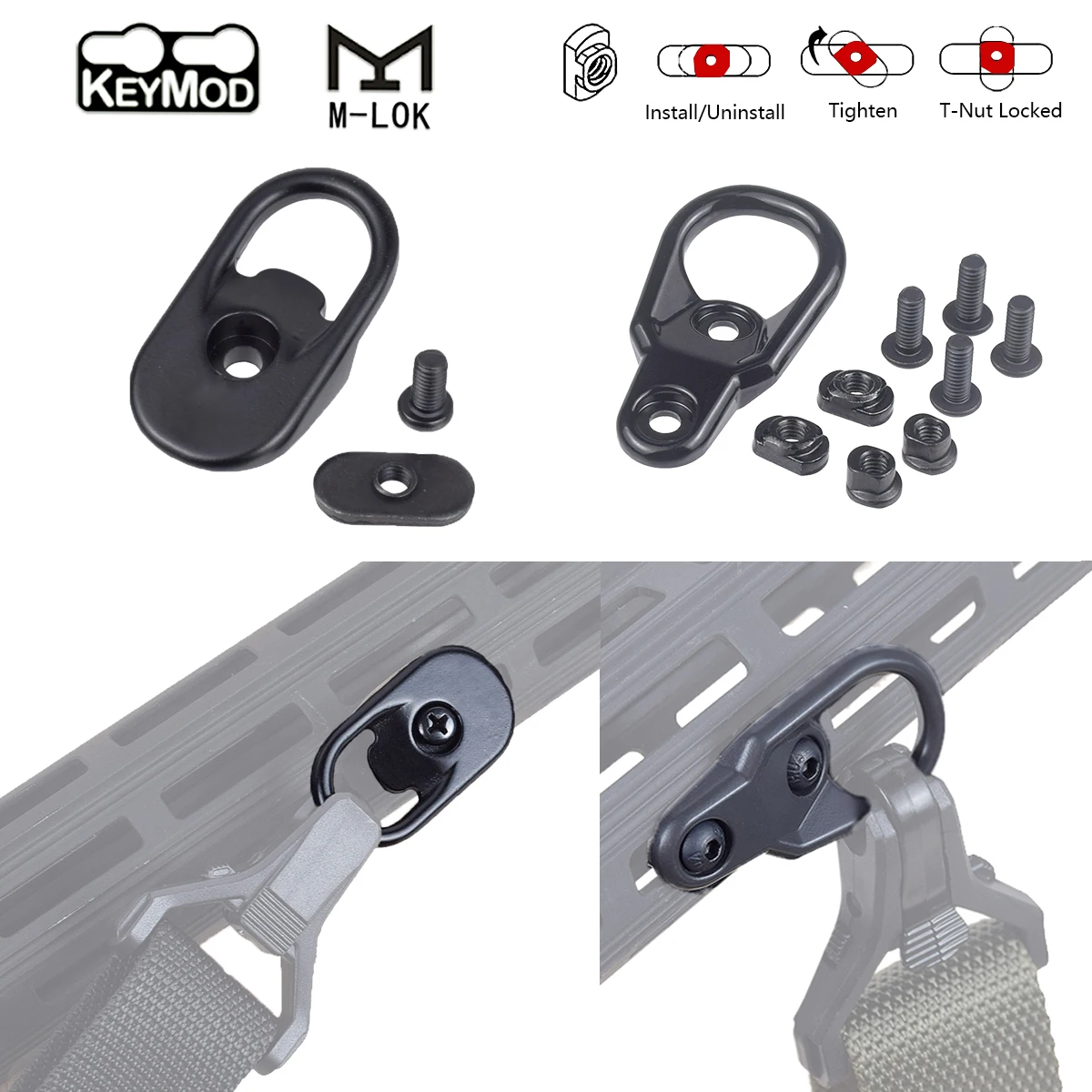Hebilla táctica RSA GBB QD, eslinga giratoria, adaptador de montaje de alcance Mlok compatible con riel de 20mm, accesorios para Rifle MLOK KEYMOD Airsoft - imagen 5