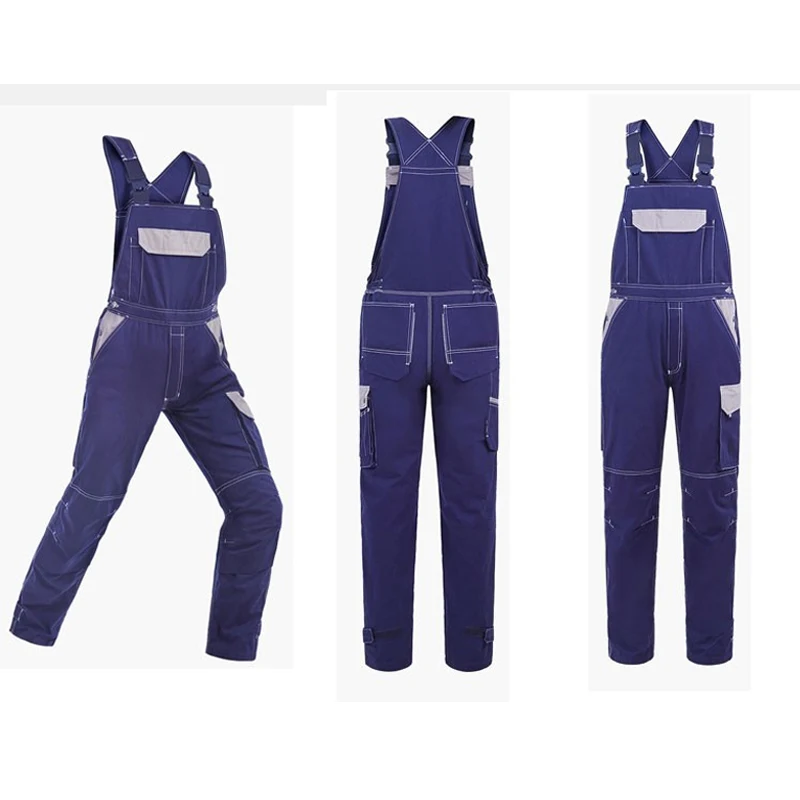 Ropa de trabajo para hombres, chaqueta de trabajo con bolsillo grande de algodón, traje resistente al desgaste, tirantes de protección de trabajo de reparación mecánica - imagen 5