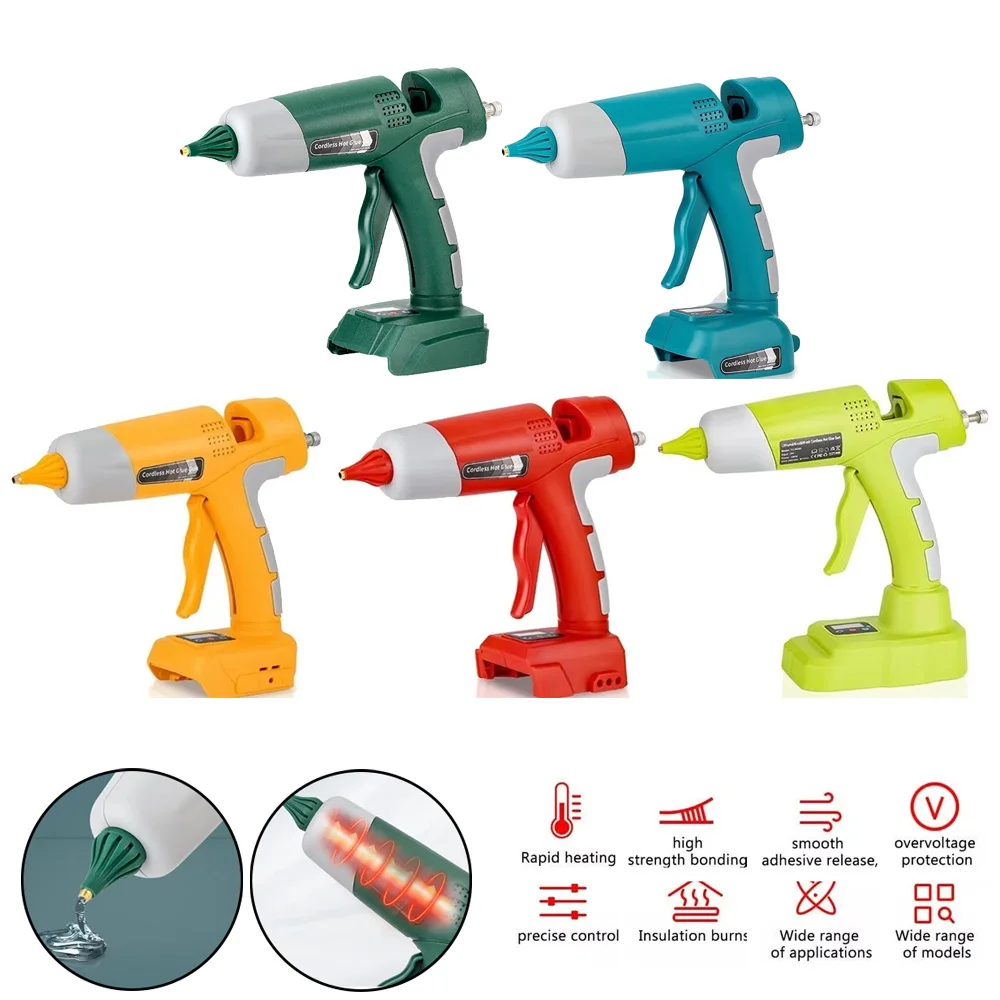 Pistola de pegamento de fusión en caliente inalámbrica con batería de iones de litio de 18V DIY con barras de pegamento de 11mm Digital para Makita/Bosch/Milwaukee/Dewalt /Ryobi