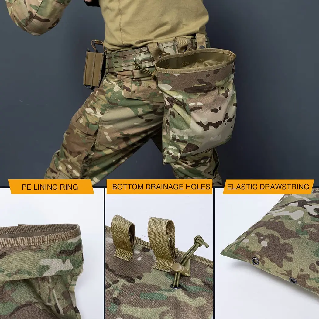 Bolsa de forraje táctico Airsoft, bolsa de basura enrollable Molle ligera, bolsa de accesorios Mag de nailon 500D para Paintball, Softair, senderismo - imagen 3
