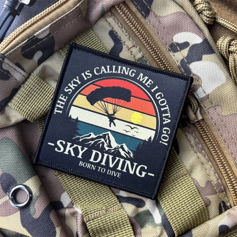 Parche táctico Sky Diving bordado velcro para mochila y brazalete - imagen 4