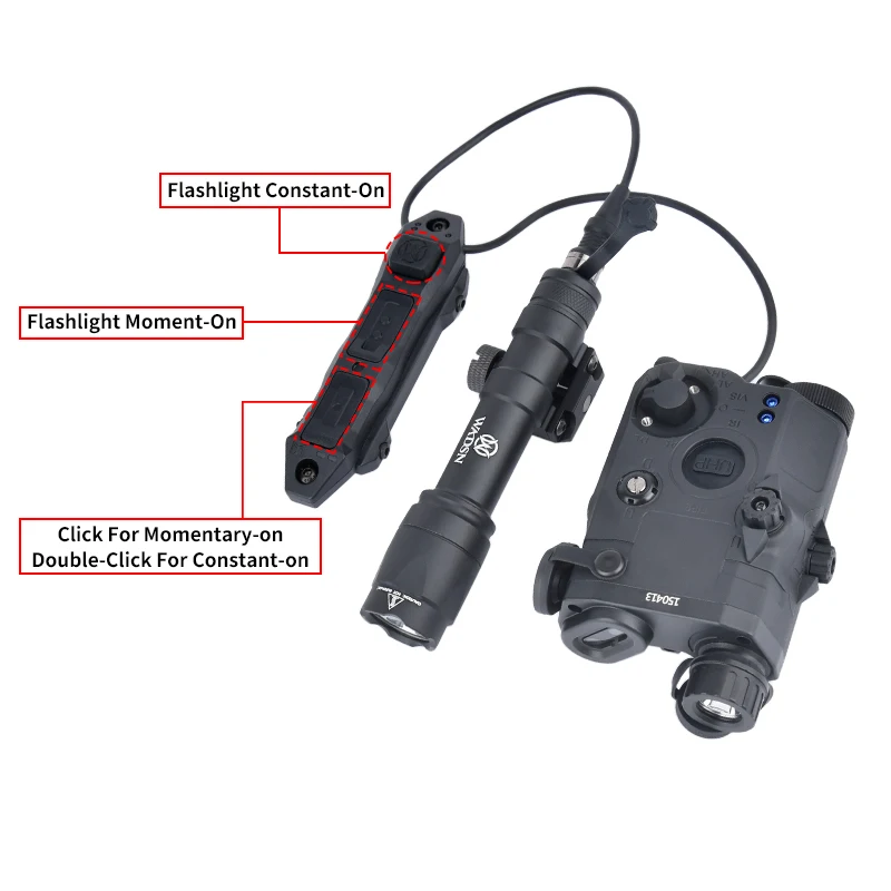 WADSN PEQ 15 Airsoft rojo verde azul potente láser Dot IR indicador Surefir M600 M600C linterna táctica interruptor de Control Dual - imagen 5