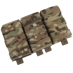 Bolsa táctica para cargador Triple 5,56 (larga) con abrazadera Kydex para chaleco Molle Airsoft, portador de placa, Panel frontal, bolsa M4 AR 15 Mag
