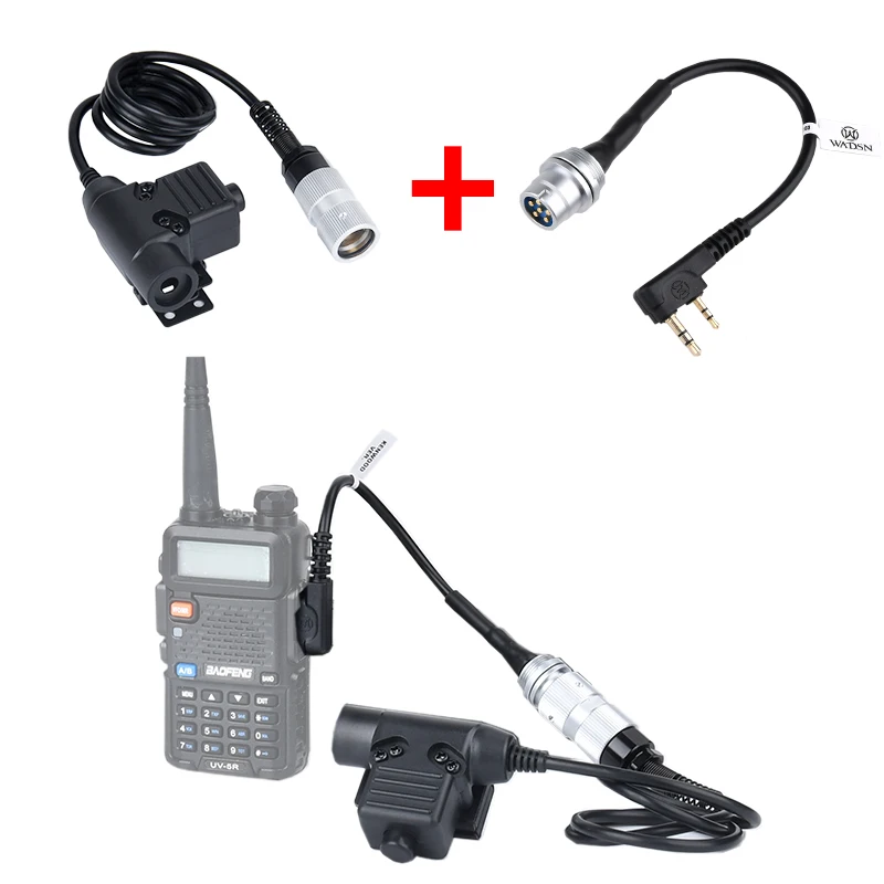 WADSN-enchufe de aviación Civil Militar, serie PTT para COMTA/MSA/EARMOR/TCA/TRI, auriculares tácticos U94, Kenwood PTT, accesorios de caza - imagen 3