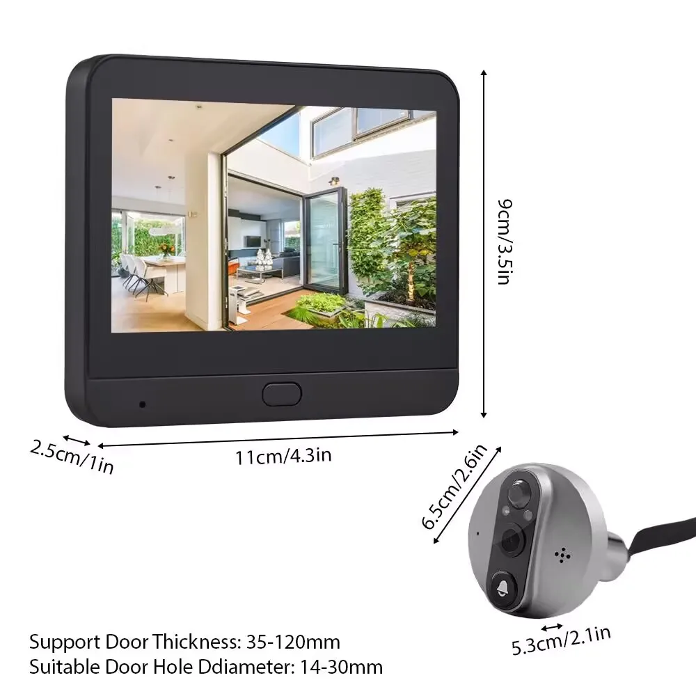 ED-300PA Tuya ojo de gato visual inteligente HD1080P imagen timbre Wifi mirilla vídeo timbre cámara de mirilla remota - imagen 2