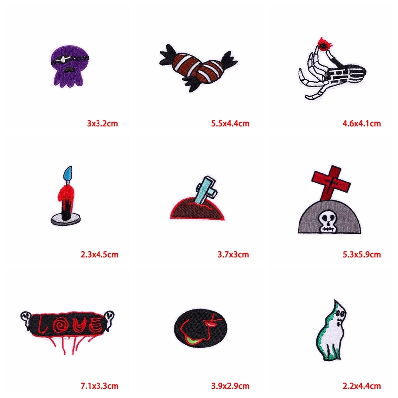 Prajna-Parche de Halloween de 10 piezas, parches para planchar para ropa, DIY, parches de calavera Punk, Parche de costura, accesorios para ropa - imagen 3