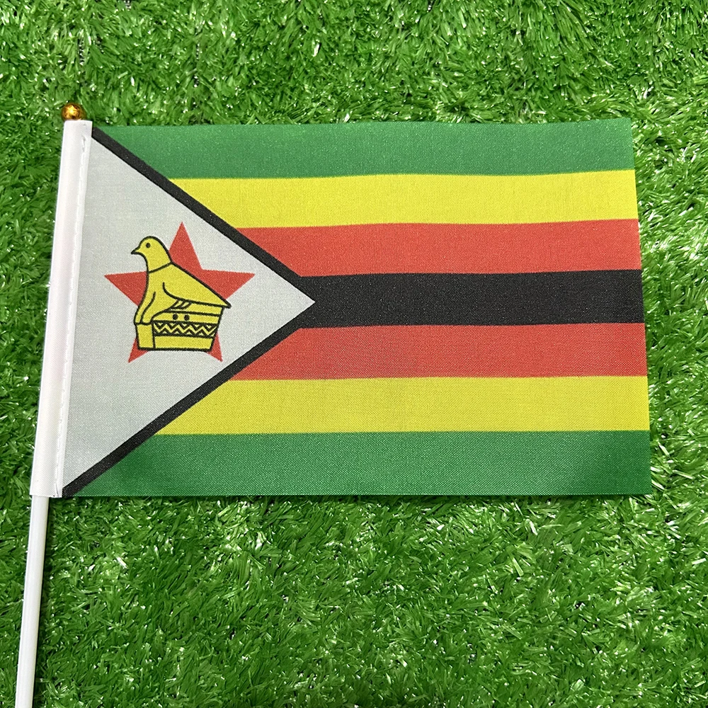 Bandera de esquí, bandera de mano de Zimbábuey, 10/20/50/100 Uds., 21x14cm, banderas ondeantes de mano de Zimbábuey con poste de plástico para actividades deportivas, decoración del hogar - imagen 4