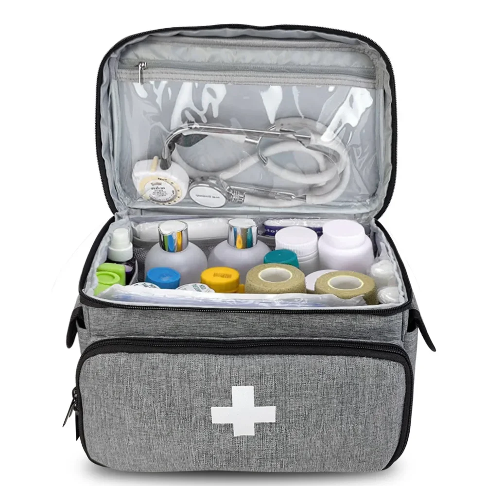 Kit de primeros auxilios de viaje para el hogar, bolsa de transporte médica, organizador de almacenamiento multifuncional, cajas de medicina en capas, armario de medicamentos - imagen 3