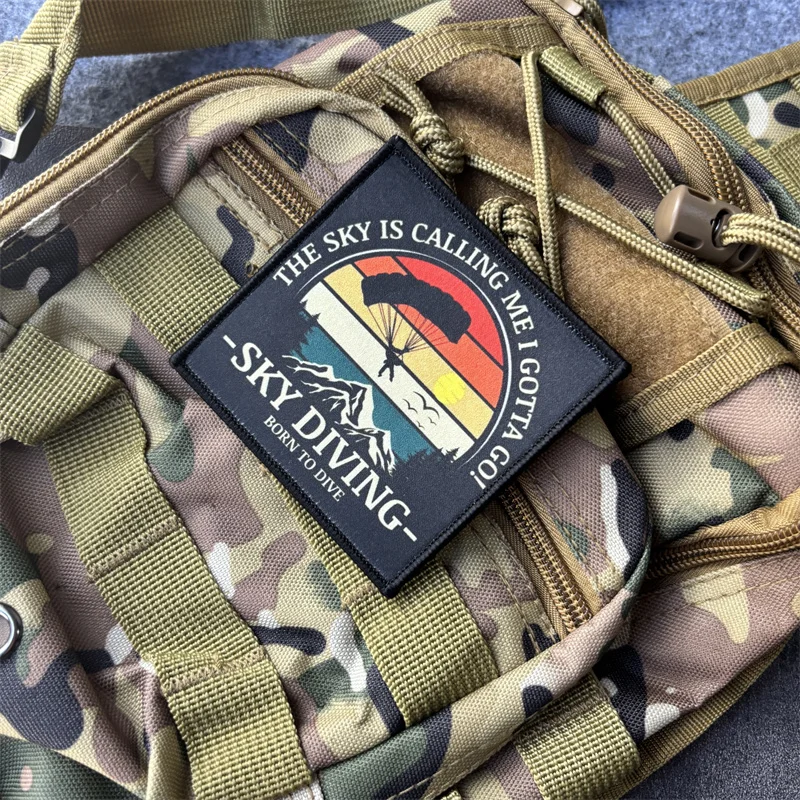 Parche táctico Sky Diving bordado velcro para mochila y brazalete