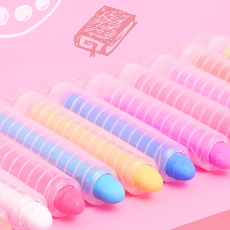 Juego de tizas no tóxicas con soporte Colores vibrantes para dibujar y escribir para niños K1KF