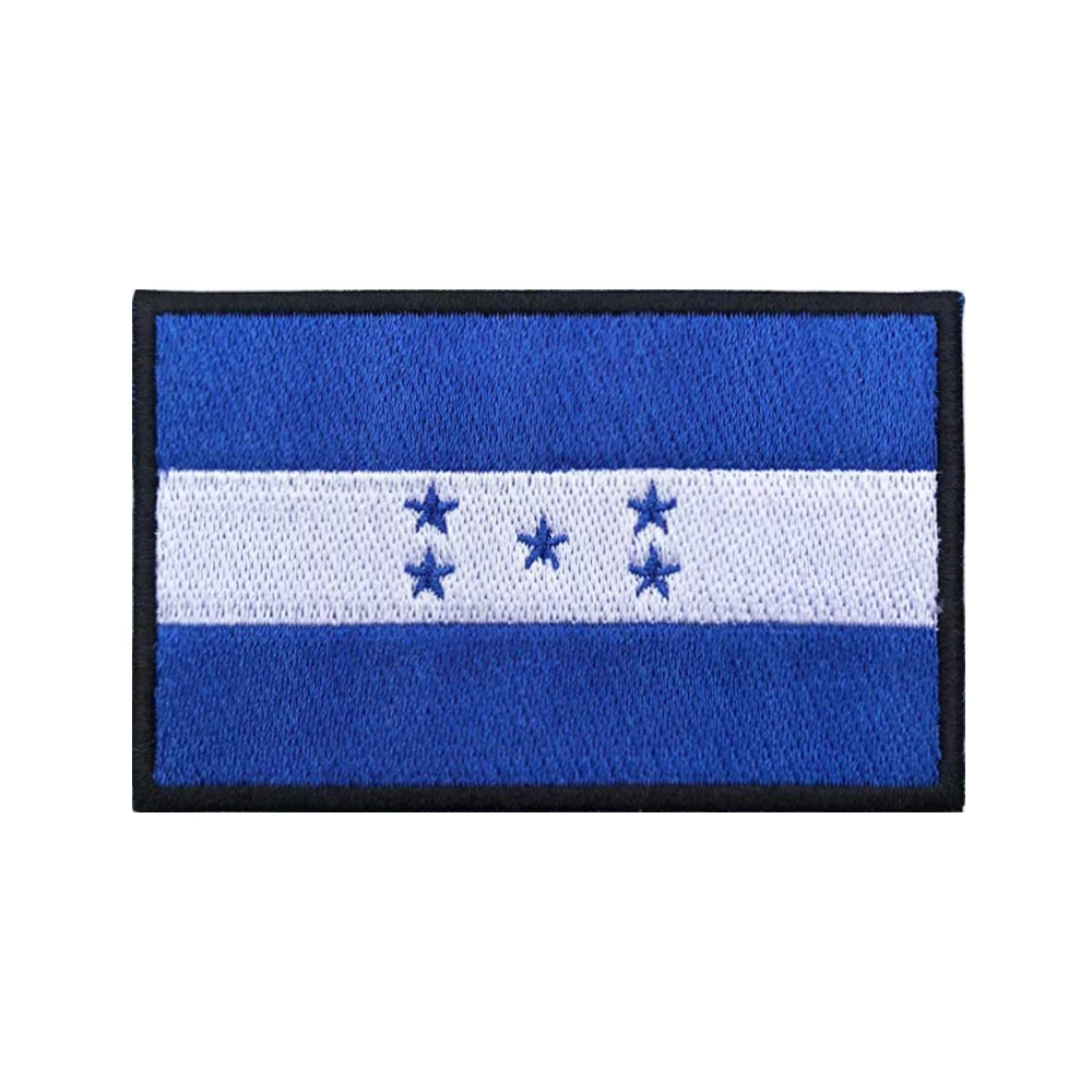 Parches de bandera de Honduras para brazalete, parche bordado con gancho y bucle o plancha, insignia bordada, raya militar, 1 ud.