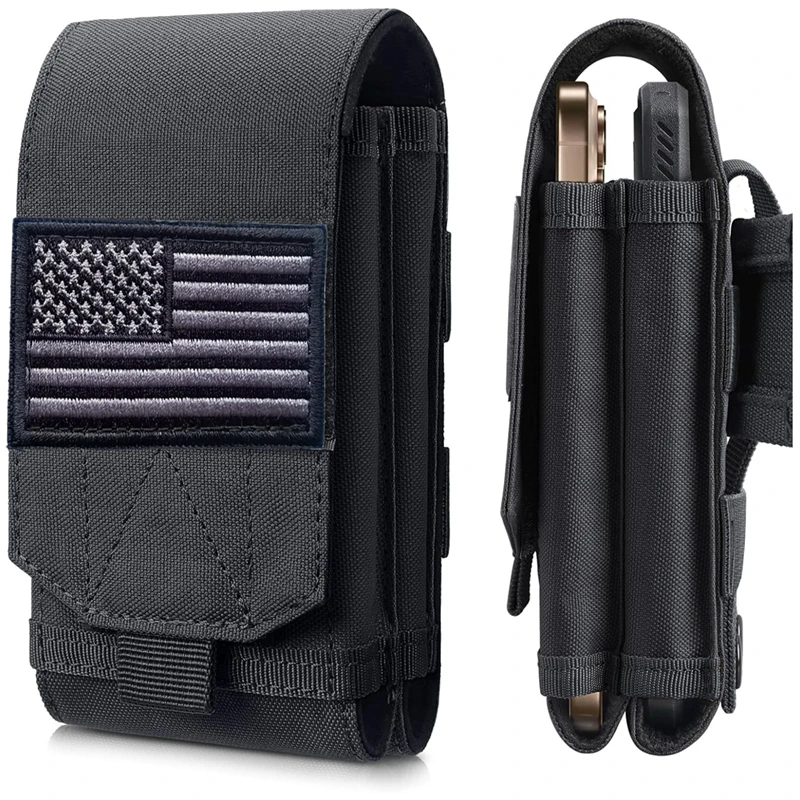 Bolsa para teléfono móvil con láser Molle doble, cinturón táctico EDC, soporte para accesorios de cintura, bolsa para acampar al aire libre, paquete para teléfono móvil