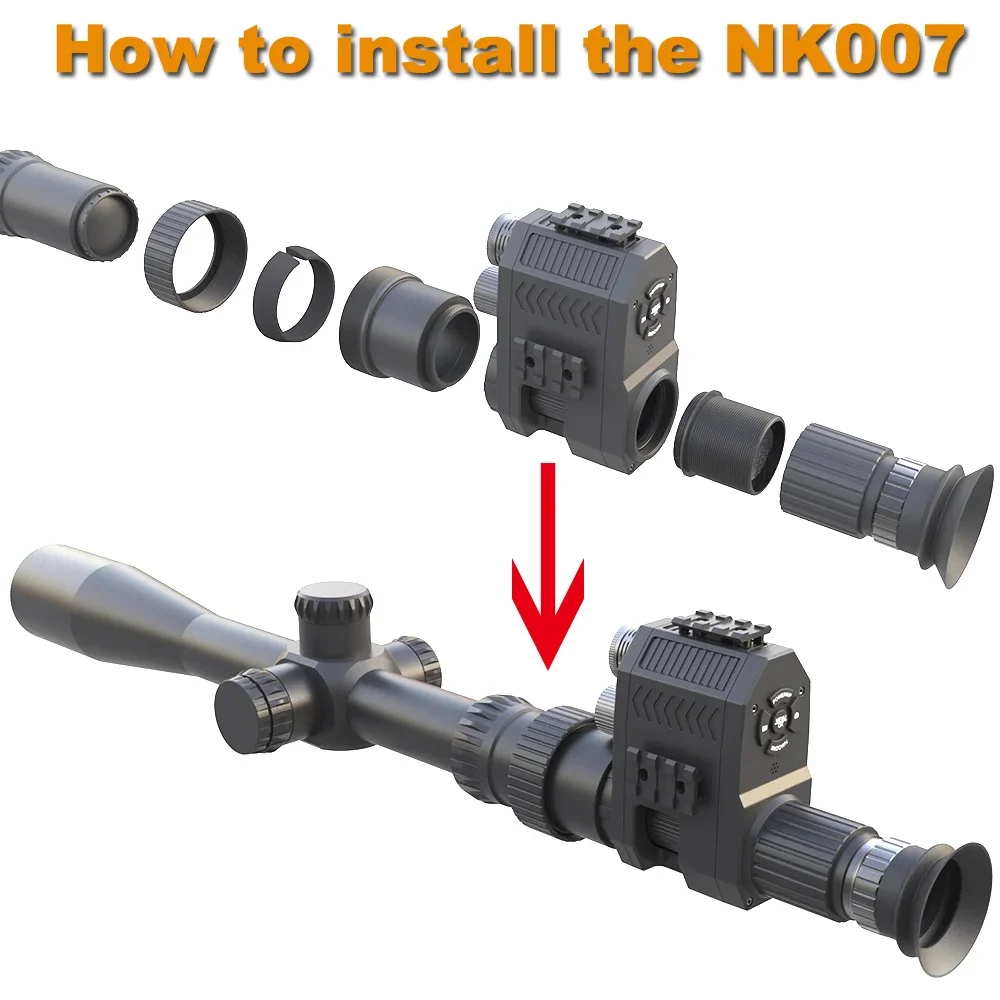 Megaorei-mira telescópica de caza, visión nocturna, óptica Monocular, cámara infrarroja, grabación de vídeo y fotos, 200-400M en la oscuridad NK007 - imagen 5