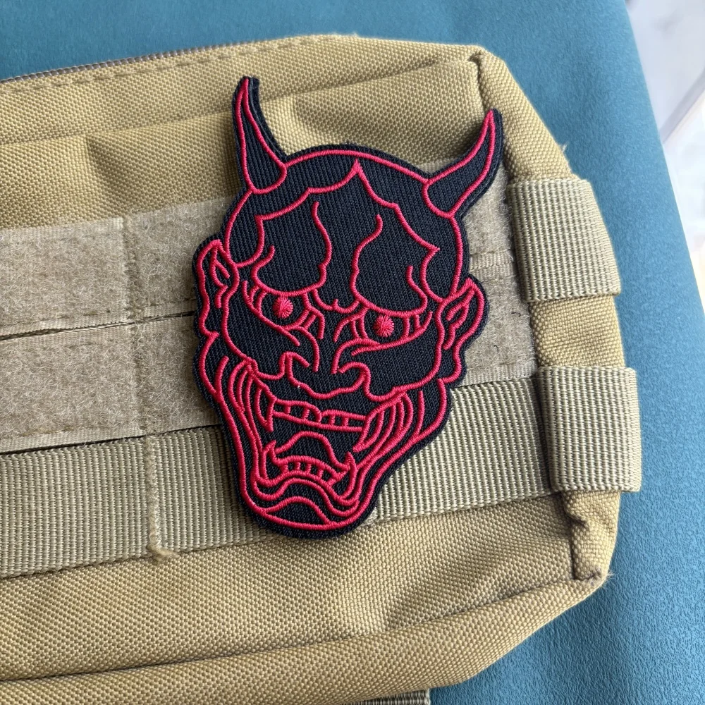 Parche táctico "Demon", parche bordado con máscara de fantasma rojo para mochila, gancho y bucle, brazalete, insignia de moral militar, pegatinas para sombrero - imagen 5