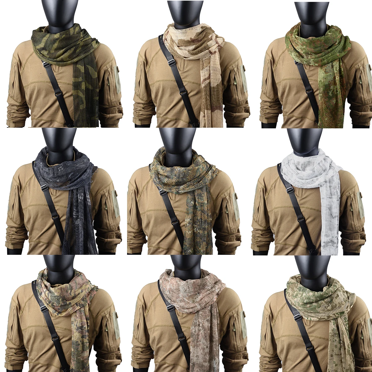 Pañuelo camuflaje malla transpirable velo facial para deportes - imagen 4