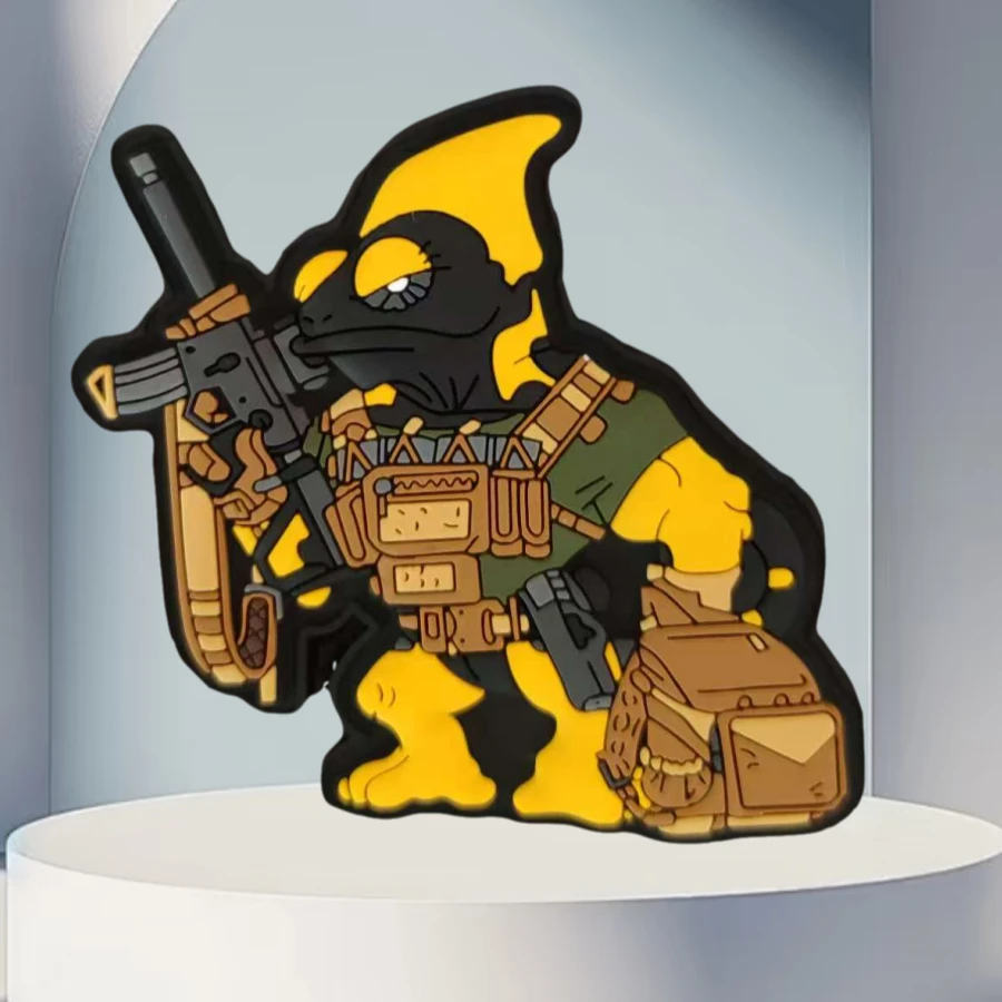 Parche camaleón 3D de PVC con gancho y bucle, insignia de moral táctica, mochila, pegatina decorativa, parches para brazalete para ropa