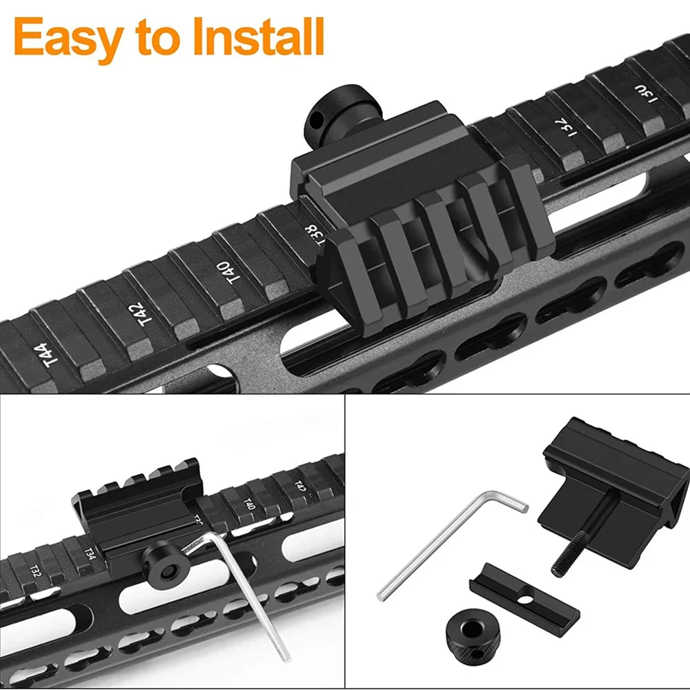 Montaje en riel Picatinny de 20mm con ángulo de 45 grados para escopios o alcance óptico de puntos adaptador de riel lateral para Rifle Offset láser - imagen 5