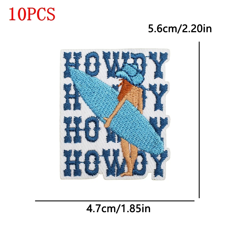 10 unids/lote de parches para planchar de vaquera costera para ropa, parches bordados de olas de mar, apliques decorativos personalizados para coser - imagen 4