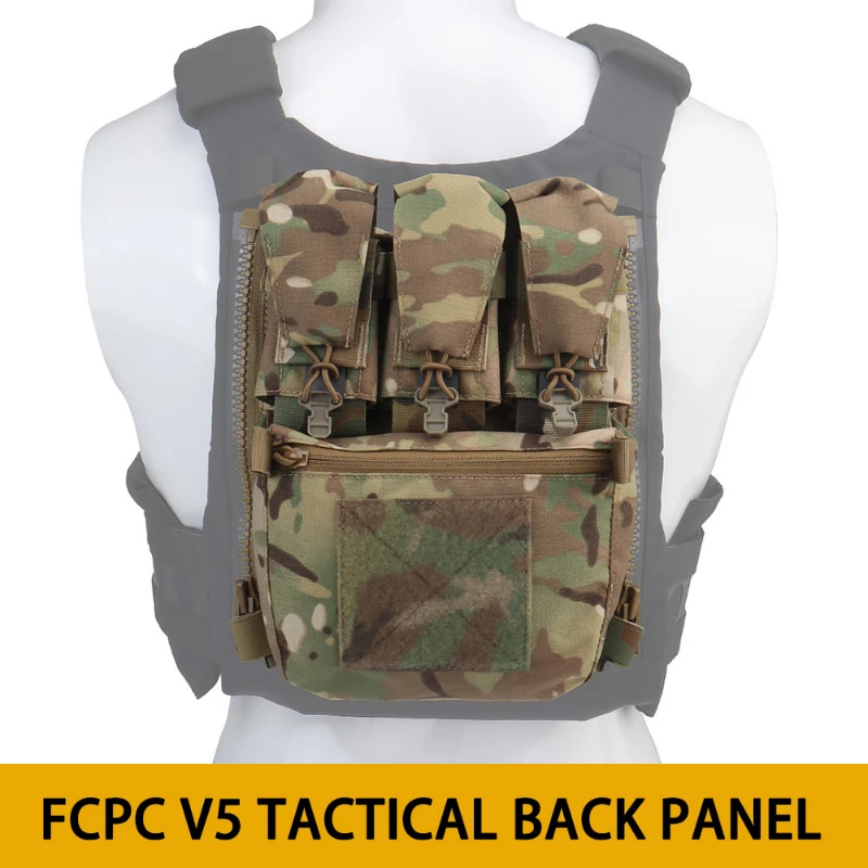 Chaleco deportivo V5 FCPC, Panel trasero con cremallera en la placa trasera, bolsa de expansión para chaleco Airsoft, bolsa Triple, accesorios portadores de placa - imagen 5