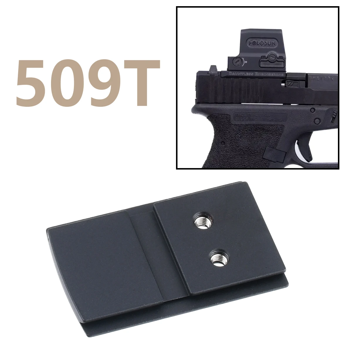 Soporte de placa adaptadora de punto rojo óptico 509T para Glock 17 19 26 34 35 (no MOS) Compatible con caza táctica de alcance de punto rojo 509T
