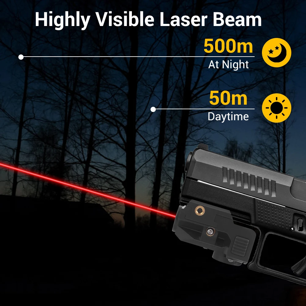 Mini mira láser compacta para pistola, mira para Rifle Airsoft, riel de 20mm, puntero láser de punto rojo/verde, accesorios de caza y tiro - imagen 3
