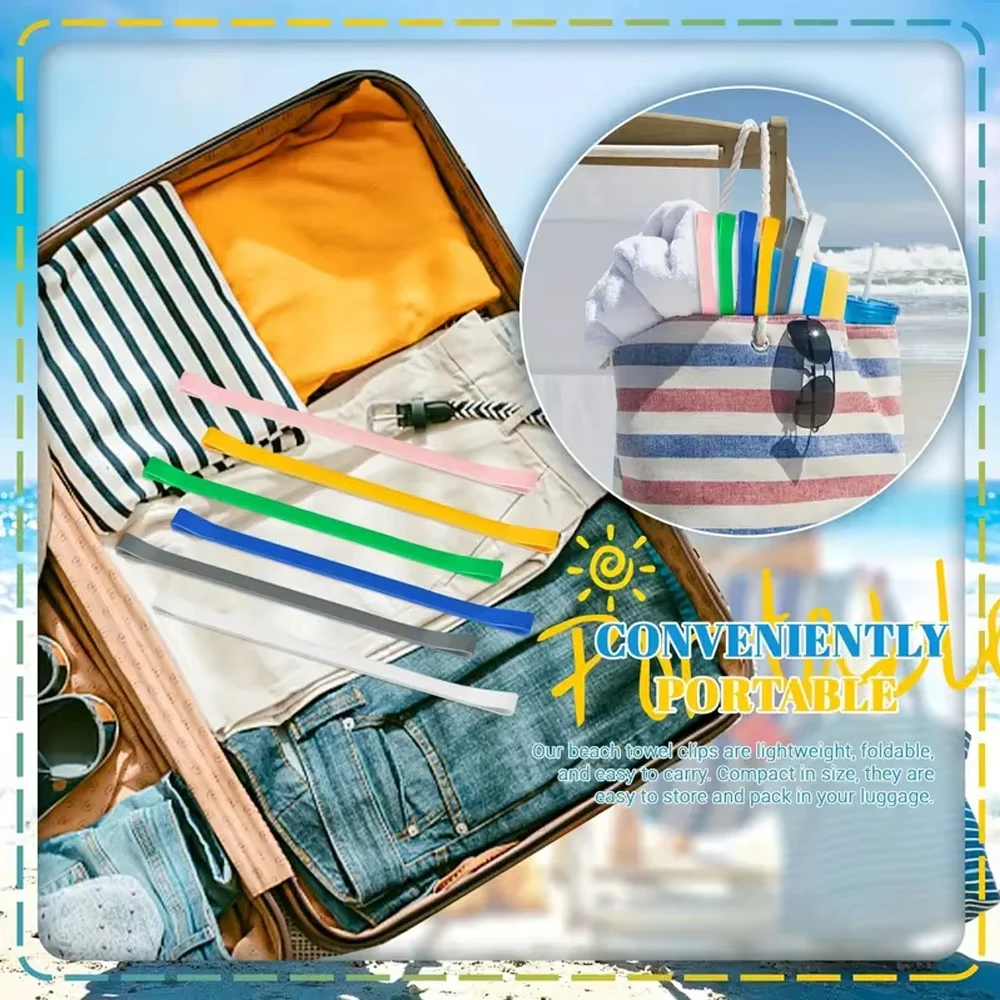 Bandas de toalla ligeras, pinzas elásticas para toallas de silla de playa, soporte para toallas a prueba de viento, correas duraderas para sillas de playa, sillas de piscina - imagen 5