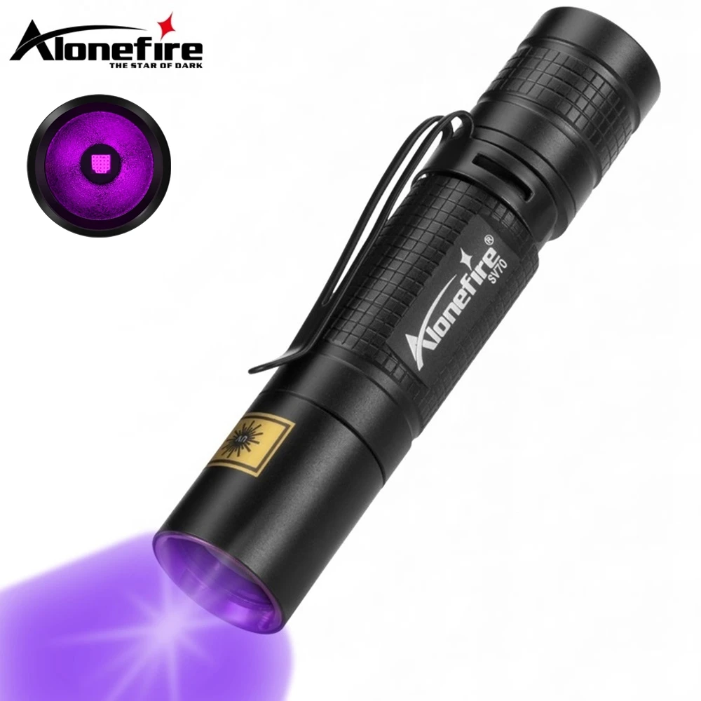 Bolígrafo led SV70 de 365nm, linterna UV, luz negra, antorcha Invisible, dinero, escorpión, gato, tiña, marcador de orina de mascota, lámpara de verificación de mineral, batería AA
