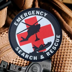 Parche de búsqueda y rescate, insignia de moral táctica, parches de gancho y bucle impresos en ropa, brazalete militar, pegatina para mochila