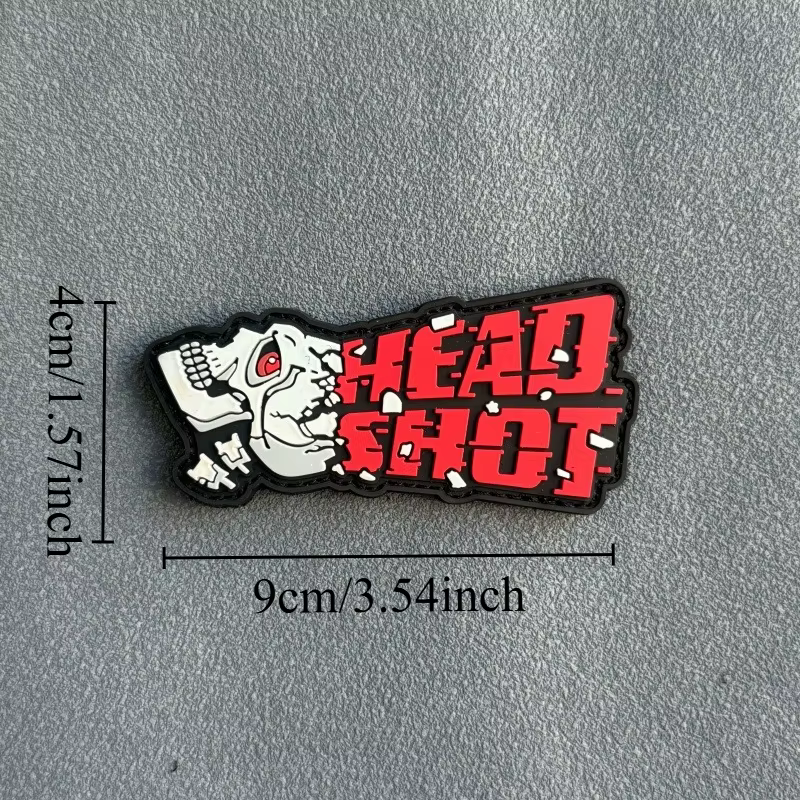Headshot Parche Táctico Calavera PVC – Gancho y Bucle, Insignia Moral - imagen 2