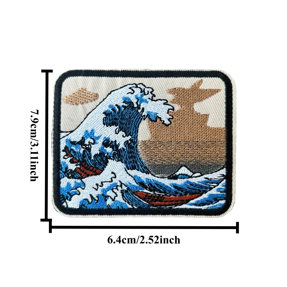 Parches de Meme de olas de mar, parche bordado divertido con gancho y bucle, brazalete moral, insignia de moral del ejército militar, pegatinas tácticas para mochila - imagen 2
