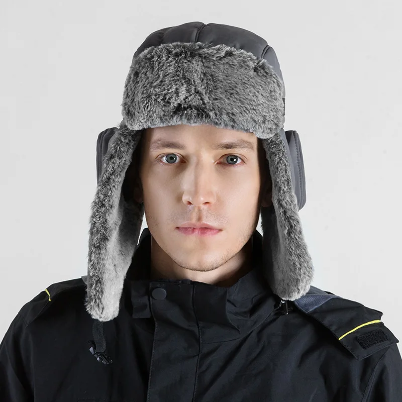 Ushanka-Gorra gruesa de terciopelo para hombre y mujer, gorro grueso para la oreja, impermeable, a prueba de viento, para pesca, escalada al aire libre, caza, esquí, Invierno - imagen 4