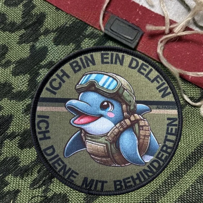 Parche con estampado de delfines de Anime, chaleco táctico, sombreros con gancho y bucle, insignia de moral, mochila, pegatinas decorativas, parches para brazalete para ropa - imagen 4