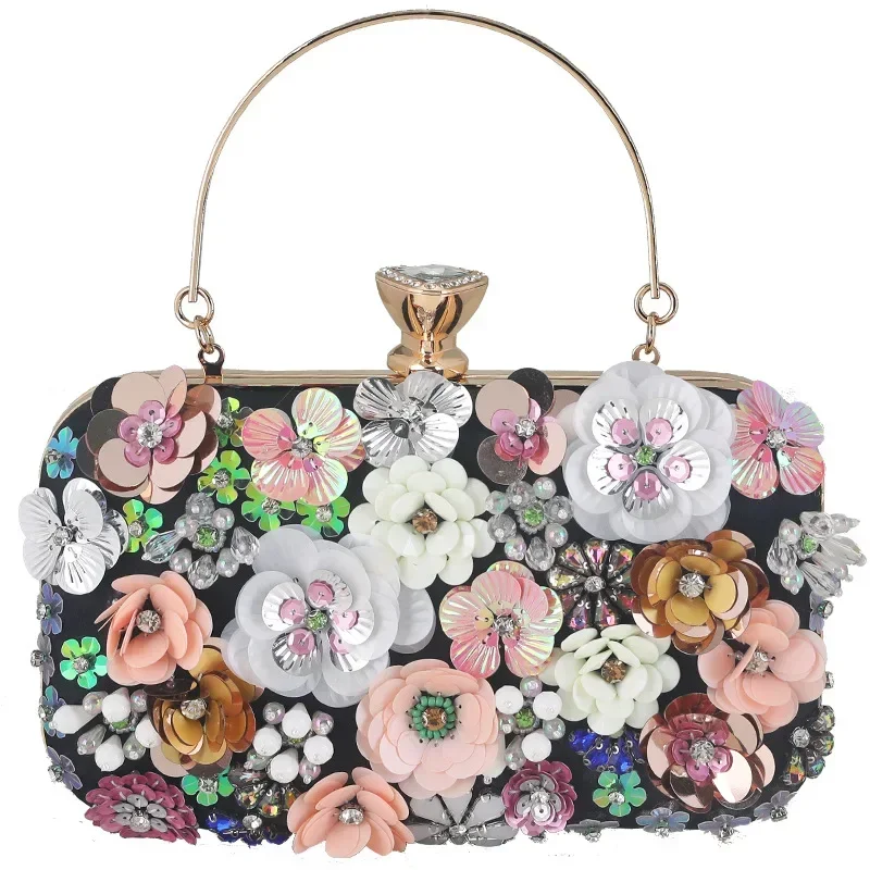 Lawaia-Bolso de mano con diseño de flores para mujer, bolsa de noche con correa de cadena, a la moda, para banquete, novedad - imagen 3
