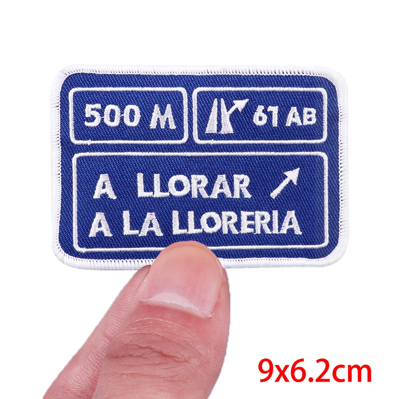 Parche de LLORAR A LA LLORERIA, parche bordado de señal de carretera, parches para planchar para ropa, chaqueta, pantalones vaqueros, pegatinas para coser/planchar, 1/2 Uds. - imagen 5