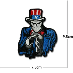 Parche bordado táctico calavera vaquera y tiburón – respaldo exterior