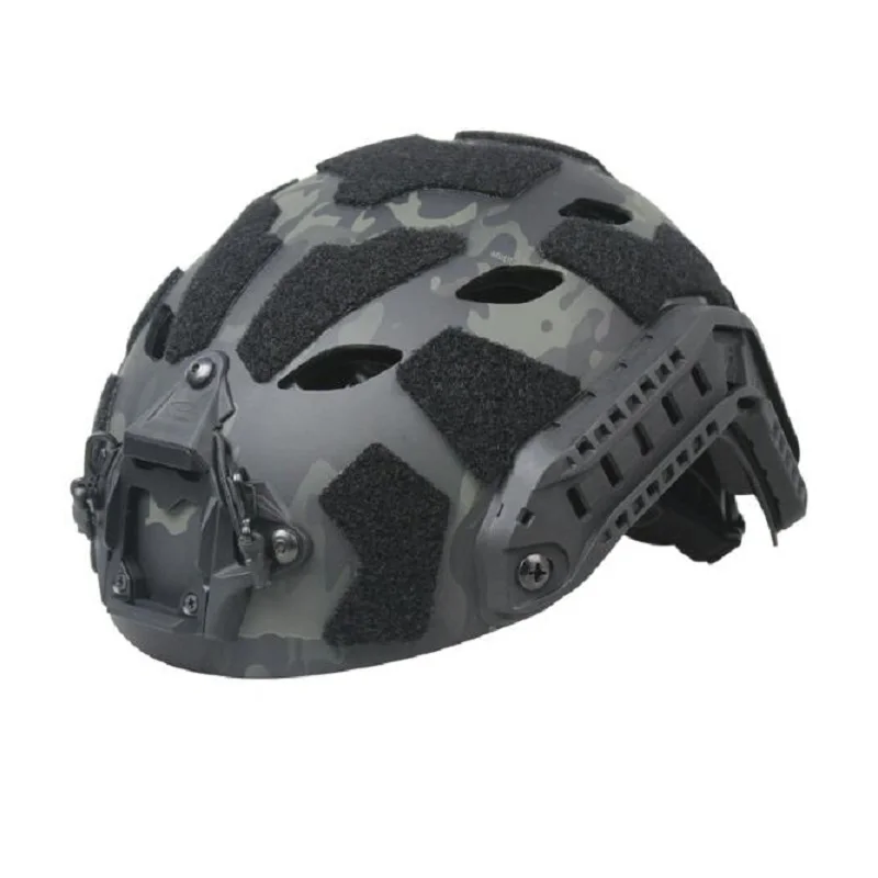 Casco de seguridad perforado MCBK negro de camuflaje de fibra de carbono SF para exteriores