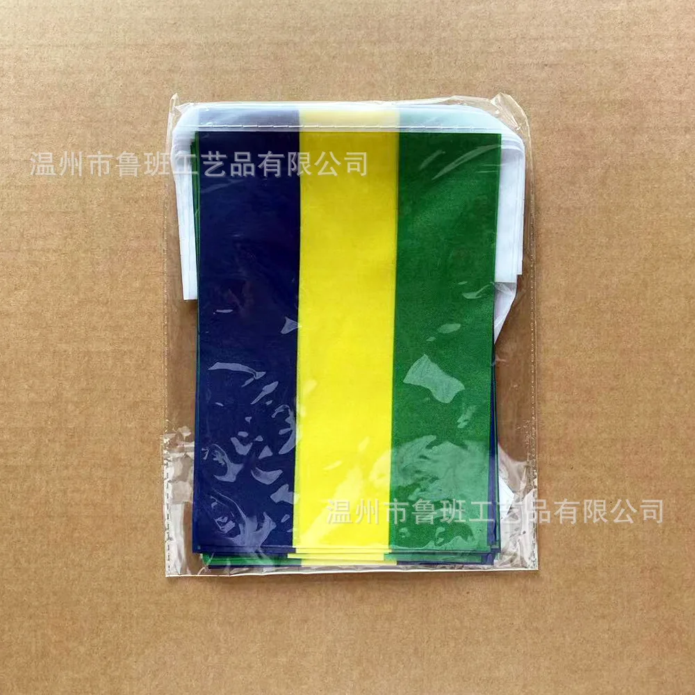 Banderines de Gabón con bandera de esquí, 14x21cm, 20 unids/lote, banderas de cuerda de Gabón, banderín, pancarta, fiesta, vacaciones para decoración - imagen 2
