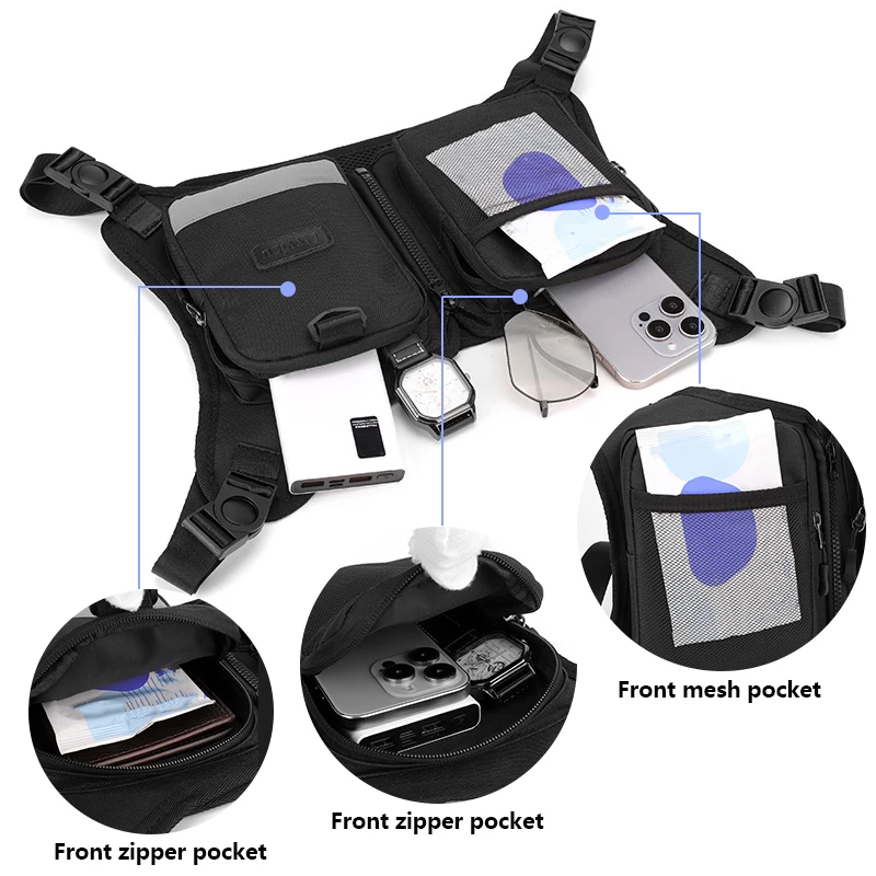Bolsa de pecho para ciclismo al aire libre para hombre, chaleco táctico, mochila, chaleco protector deportivo para Fitness, senderismo, pesca, caza, bolsa de entrenamiento - imagen 3