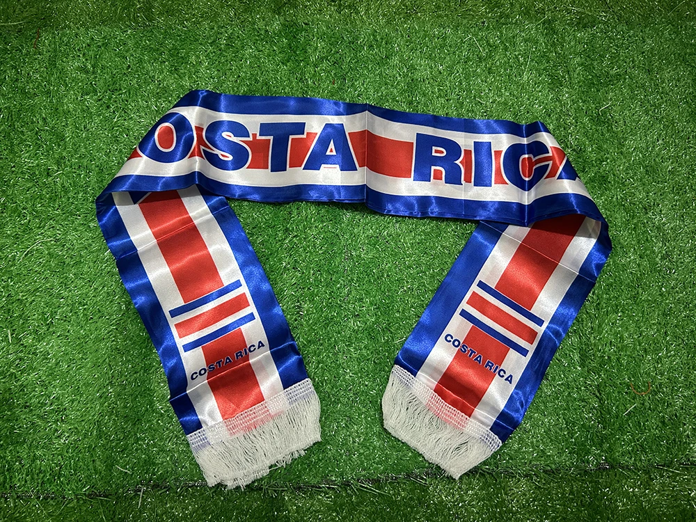 Sky Flag 2026 Bufanda Costa Rica Satén Doble Cara Borlas Fútbol - imagen 2