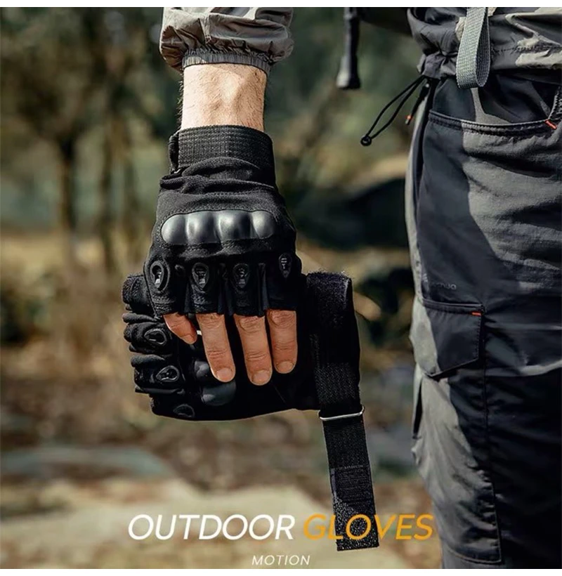 Guantes militares tácticos para hombre, guantes de medio dedo para senderismo, antideslizantes, para exteriores, caza, Paintball y Tiro - imagen 2