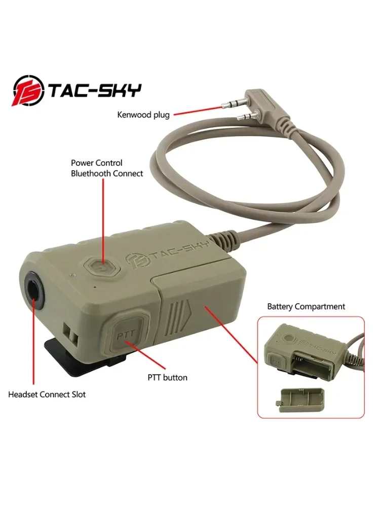 Adaptador táctico Bluetooth TAC-SKY, accesorio de auriculares tácticos Ptt para Walkie Talkie Baofeng para auriculares de tiro COMTA SORDIN - imagen 4