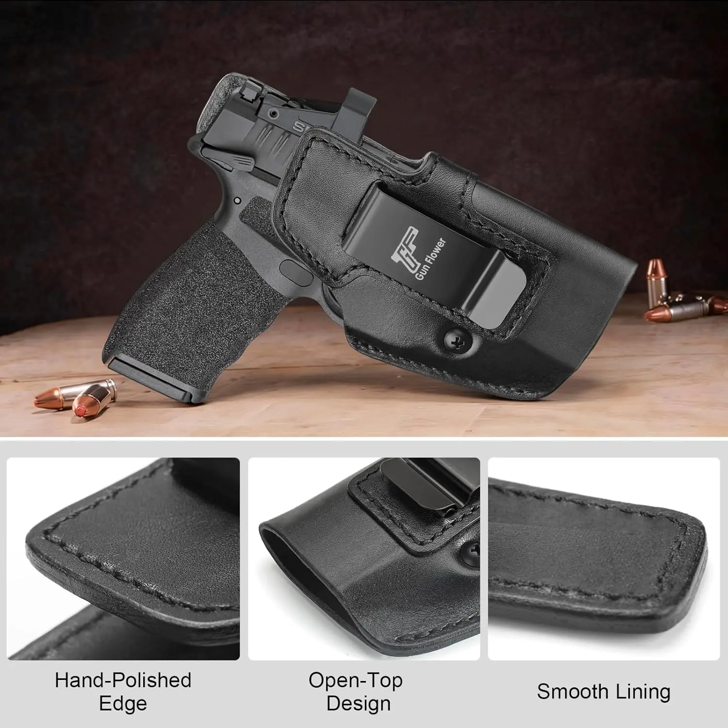 Para Springfield Hellcat Pro/Comp,Hellcat RDP,IWB Funda de cuero, transporte oculto, pretina interior, cinturón apto para 1,5 "-1,75", mano derecha - imagen 5